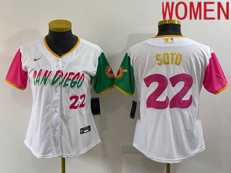 Women San Diego Padres #22 Soto White City Edition Game Nike 2022 MLB Jersey->women mlb jersey->Women Jersey